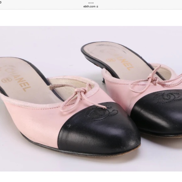 CHANEL Shoes - Chanel Mules with a Kitten Heel. CC CapToe/Pink with Black Lambskin Leather.